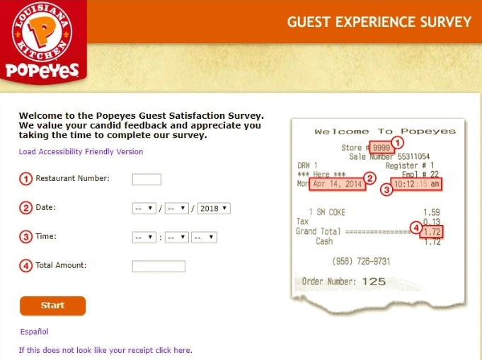 Receipt Information Popeyes